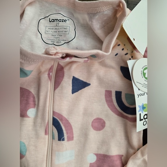 Lamaze Organic Kids One Piece Pajama - Pink and Cream   New!  2T - Picture 7 of 7